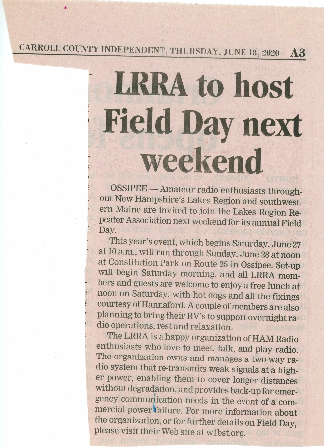 LRRA Field Day 2020