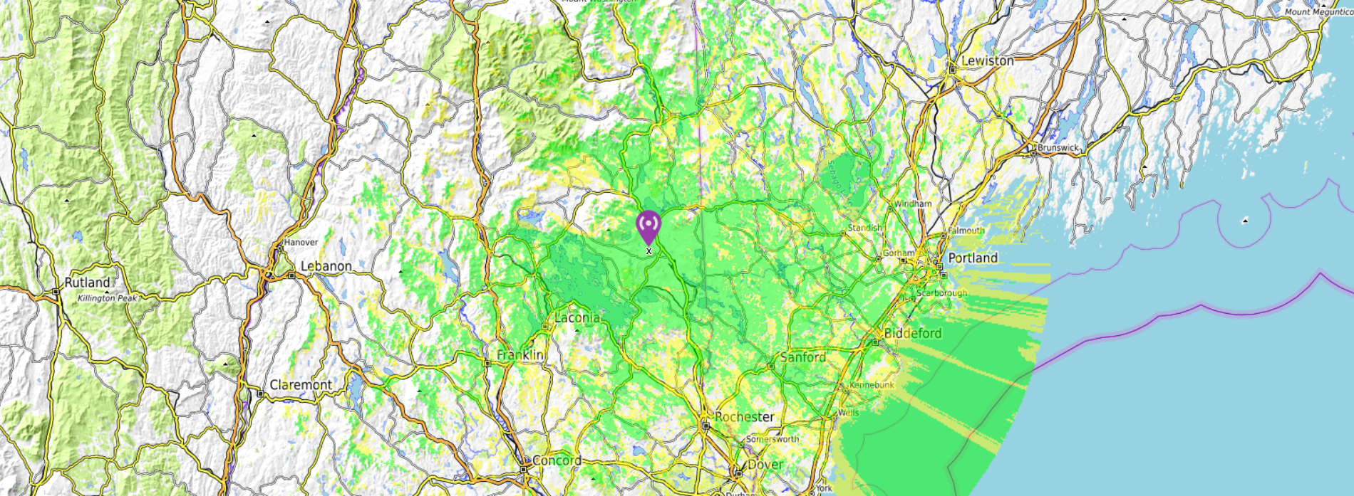 442.100 mhz rf coverage map