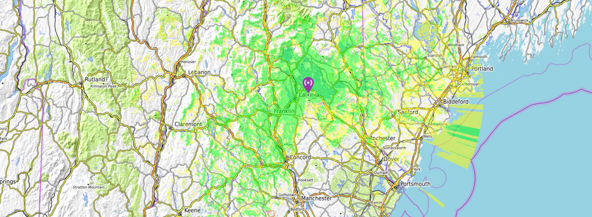 444.700 mhz rf coverage map