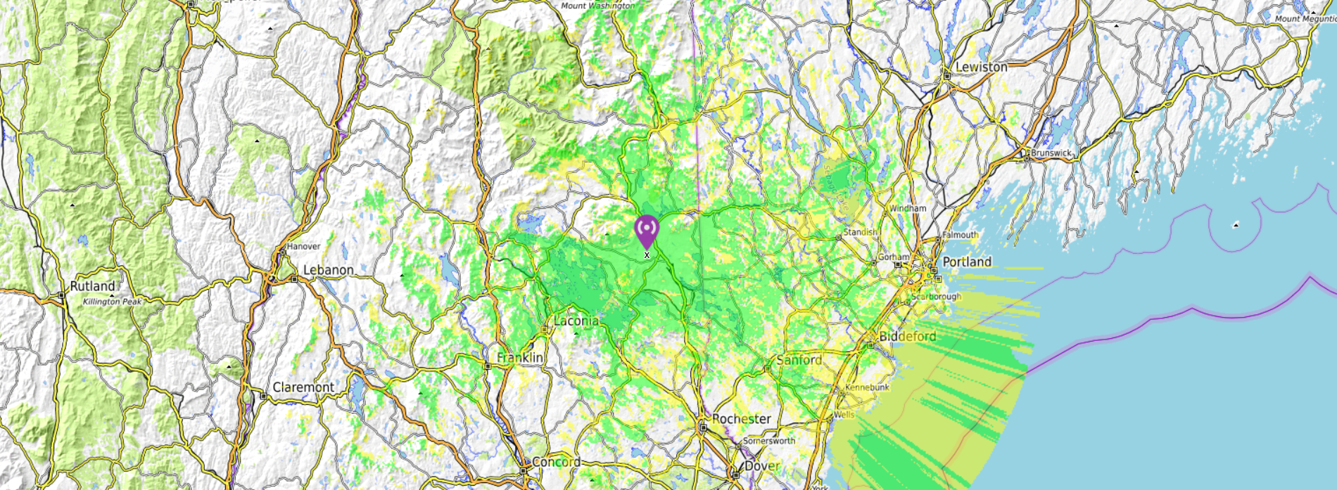 446.825 mhz rf coverage map