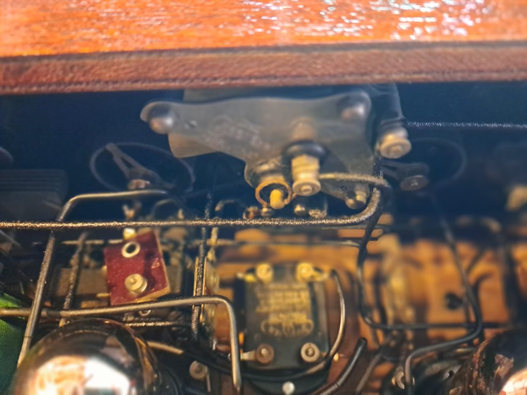 interior of pre WW1 3 tube TRF receiver